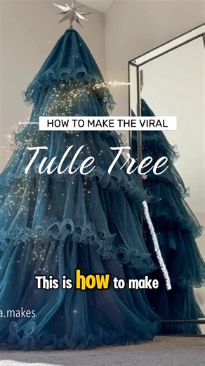 Sofia Hansen on Instagram: "How To Make The VIRAL Tulle Christmas Tree🌲 ✨Fabric link in bio. It may seem like a lot of fabric, and it is! Although it’s not as much as you think, as this type of fabric is measured stretched out, so when it arrives it’s much shorter because it’s wavy. Let me know if you give it a go! ✨🌲 #tullechristmastree #diychristmas #christmasdecor #craftideas #organzachristmastree #orgnazatree #froufrou #christmastree"