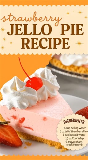 STRAWBERRY JELLO PIE 🍓 sweet, fluffy & no oven required! INGREDIENTS ⬇️ ⅔ cup boiling water 3 oz Jello Strawberry Flavor 1 cup ice cold water 16 oz Cool Whip 1 ready-to-use graham cracker crumb crust | Recipes by kamika
