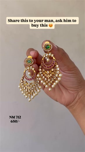 NIRANJANAM JEWELLERY on Instagram: "Product code NM 712 - 650/- free shipping. Beautiful and premium earrings. 📩 DM or WhatsApp 8667257347 to order. ✔️ Same-Day Dispatch📦 | Delivery: 2-5 Days Note: jewellery looks better in real compare to video or post we posted. 📌 NIRANJANAM JEWELLERY– Trusted for Quality & Style 📌 Unboxing video required for any complaints✅ #jewellery #imitationjewellery #necklace #trending #chennai jewels southindianjewellery earrings bangles anklets jhumkas"