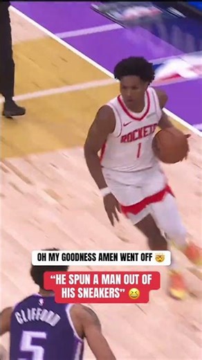 Amen Thompson spins one defender to the floor and then posterizes another with the two-hand slam 🫨