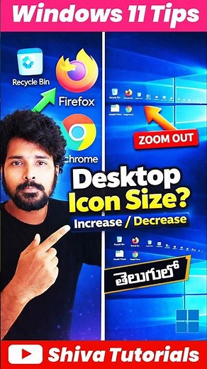 How to Change Desktop Icon Size in Windows 10 & 11 | Telugu #shorts # ytshorts #windows #laptop