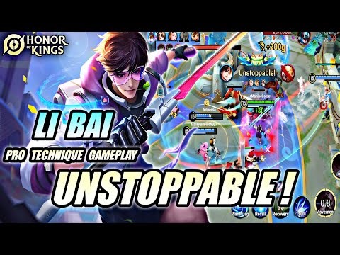 Li Bai Pro Technique Gameplay 100% UNSTOPPABLE! - Best Jungle/Assassin | Honor of Kings (HOK)