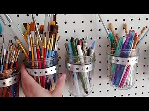 Craft room pegboard organization