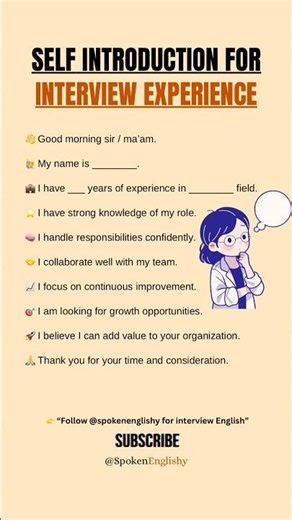How to Introduce Yourself in Interview | Experience #interviewenglish #interviewpreparation #yt