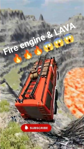 Fire engine vs Giant Lava Pit – BeamNG.drive 025 #beamng #shorts #beamngdrive #car #usa #india
