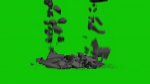 Destruction Falling Rocks Debris Green Screen 3D Rendering Animation VFX