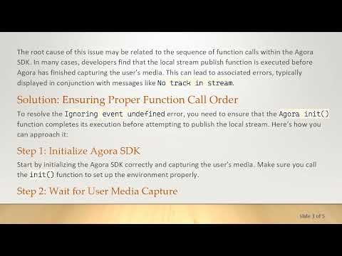 Resolving the Agora RTC - Ignoring event undefined Error