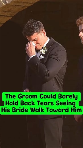 The Groom Could Barely Hold Back Tears Seeing His Bride Walk Toward Him. #wedding