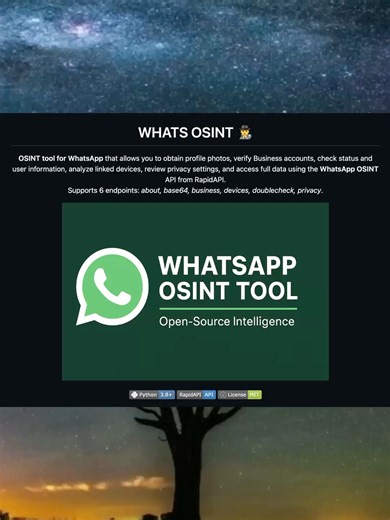 "WhatsApp OSINT Tool," an open-source Python wrapper (GitHub: kinghack...