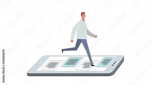 Flat Cartoon Stick Figure Color Man Character Run Cycle Animation Luma Matte