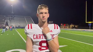 Carthage quarterback Jett Surratt talks about tonight’s 56-8 victory over Brownsboro where the Bulldogs captured a ninth-straight undefeated district title. Surratt threw for 234 yards and five touchdowns on 14-of-22 passing. | The Panola Watchman
