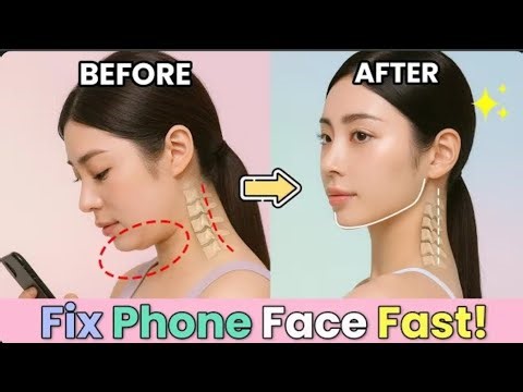Face yoga Stop Phone! 🚨 4 Face Yoga Moves to Fix Tech-Neck & Double Chin