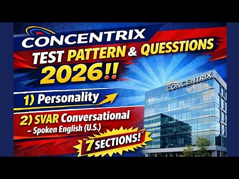 CONCENTRIX TEST PATTERN & QUESTIONS 2026 | Personality + SVAR Spoken English (7 Sections) |