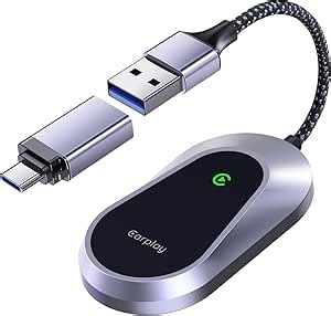 Wireless CarPlay Adapter with Android Auto Support, Universal Plug & Play USB/Type-C, Titanium Alloy Fast Heat Dissipation, LED Music Sync Light, Works with 1000+ Car Models