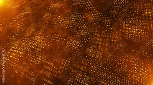 Golden abstract digital technology backgrounds. Futuristic digital binary data and streaming binary code background. Seamless loop