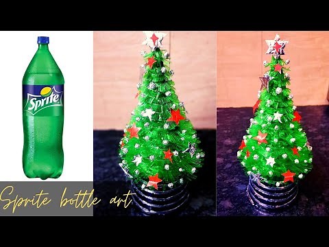 Christmas tree making using sprite bottle./plastic bottle craft/Sprite bottle art/christmas crafts