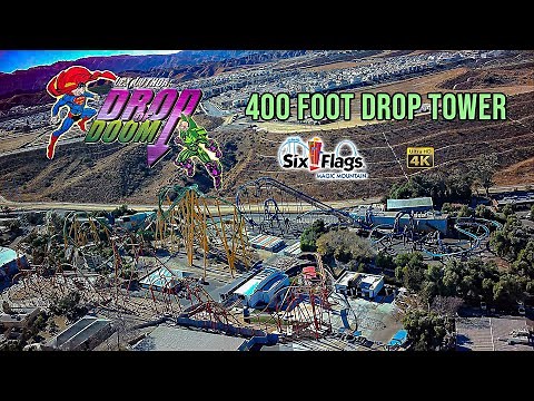 2025 Lex Luthor Drop of Doom 400 ft Drop Tower On Ride 4K POV Six Flags Magic Mountain