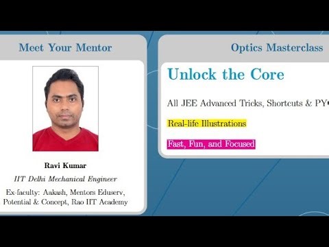 Optics JEE Advanced,JEE Mains & NEET | Class 12 Physics | Lecture [7/Part 1]