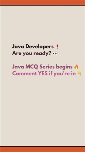 🚨 Java MCQ Series Announcement for interviews✔ learn faster💬#JavaInterview #JavaMCQs #CodingLife