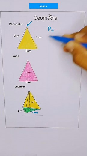 Como calcular perímetro, área y volumen de un triángulo ▶️ 📐 #fblifestyletyle #maths #geometry | Matemáticas con Nemo