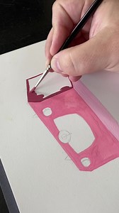 1.8M views · 8.5K reactions | Painting straight lines can be so satisfying to watch. This little pink vintage radio was painted using gouache on 140 lb. hot-pressed watercolor paper. | Boelter Design Co | Facebook
