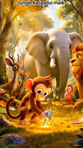 The Magic Microphone in the Jungle! 🎤🐒 | Funny Animal Comedy Story #shorts