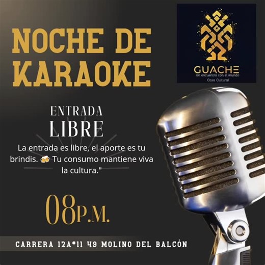 Guache Casa cultural on Instagram: "​🎤 ¡VIERNES DE BOLEROS Y DOMINGOS ROCK AND ROLL EL KARAOKE EN GUACHE CASA CULTURAL! 🌟 ​Este fin de semana, los micrófonos se encienden y el escenario es tuyo. Ven a disfrutar de la mejor energía en Guache Casa Cultural, el lugar donde la música y la magia se encuentran en el corazón de Villa de Leyva. ​✨ Lo que necesitas saber: ​Entrada: ¡Libre!. ​Hora: Desde las 08:00 P.M.. ​Ubicación: Guache Casa Cultural Carrera 12A # 11 - 49, Molino del Balcón. ​🍻 Tu co