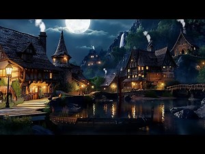 Medieval Village Ambience | Relaxing Medieval Village Sounds at Night, Crickets, Owls, Frogs Sounds
