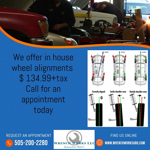 We do alignments, call to schedule today. | Wrench Works | Facebook