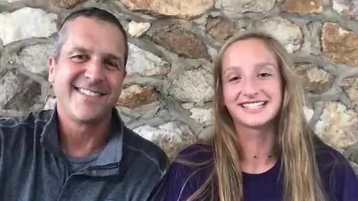 John Harbaugh and his daughter share backyard lax drills
