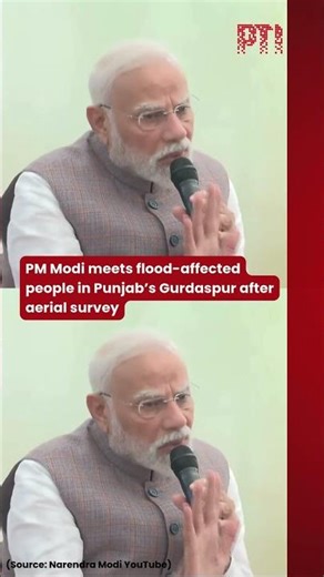 PM Modi meets flood-affected people in Punjab’s Gurdaspur after aerial survey