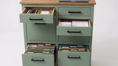 DIY Woodworking Mail Organizer Cabinet Plan, Hidden Shredder, Filing Drawer, Indoor Storage