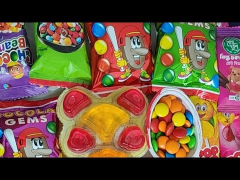 Satisfying video Asmr lollipops candy and chocolate gummy candy unboxing video Asmr-31