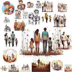 50 Family CLIPART, Bundle Clipart Design , Family Design, Family Art Work, Png Format, Transparent Background, Father Mother and Kids - Etsy