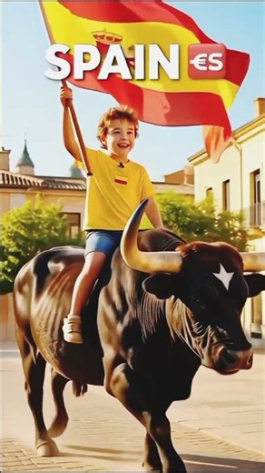 Espagne 🇪🇸 : un enfant sur un taureau majestueux 🐂 – Vive l'Espagne !
