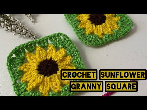 Crochet Sunflower Granny Square Tutorial #3