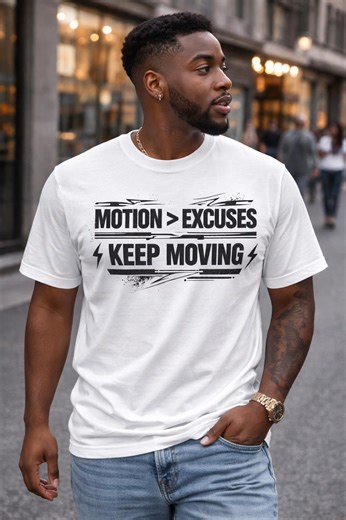 Motion Over Excuses Keep Moving T-shirt, Motivational Gym Tee - Etsy