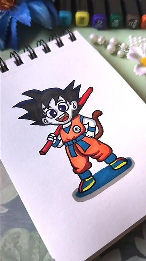 Chibi Goku Cute Anime Drawing 🐉 | Dragon Ball Kawaii Art with Easy Coloring for Kids & Beginner