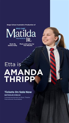 Stage School Australia on Instagram: "Introducing Etta who is playing Amanda in our upcoming 2026 production of Matilda JR in Melbourne! 🤩📚 Due to overwhelming demand, we have now released additional seats for all of our performances! 🌟 Perfect for families and children of all ages, Matilda JR is the spirited, witty and heart-warming story of an extraordinary little girl with a vivid imagination and a sharp mind who dares to take a stand 🍯 Click the link in our bi