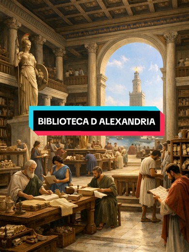 BIBLIOTECA DE ALEXANDRIA — Considerada uma das maiores bibliotecas da história, reunia milhares de manuscritos do mundo antigo — um símbolo do conhecimento humano e do grande mistério sobre como e quando parte desse saber se perdeu ao longo do tempo. ⚠️ Este vídeo é de caráter informativo, histórico e cultural, com fins educativos. #historias #egitoantigo #humanidade #misterio #alexandria