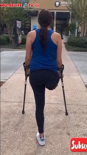 Amputee woman crutches life after amputation thriving #crutches