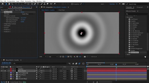 【机翻中字】AE内置插件波浪世界焦散效果制作教程After Effects Wave World + Caustics Effects