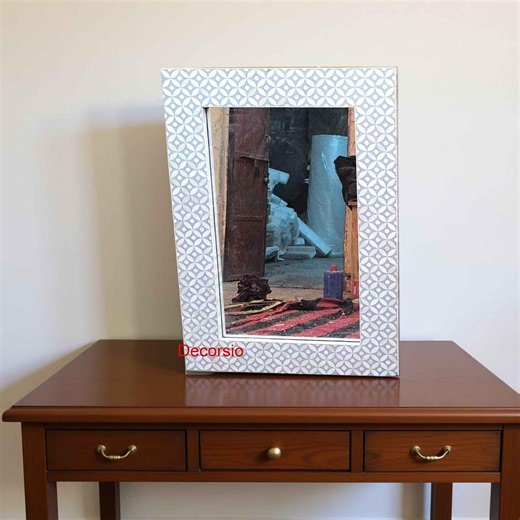 Handmade Bone Inlay Grey Geometric Pattern Mirror Frame/ Wall Mirror - Etsy