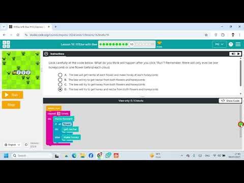 Lesson 16 IfElse with Bee 10 Express Course code org #Coding #Gmaing #Website