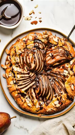 Easy homemade pear almond chocolate galette