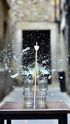 Backwards Arrow Shot Shatters Glasses! 😱🏹💥 #Shorts