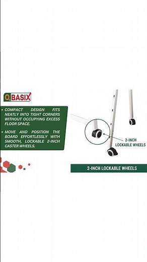 OBASIX Adjustable Movable Whiteboard Stand | Heavy-Duty Steel | Lockable Wheels | Office & Classroom