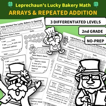St. Patrick's Day Arrays | Repeated Addition & Multiplication Prep | Differentia
