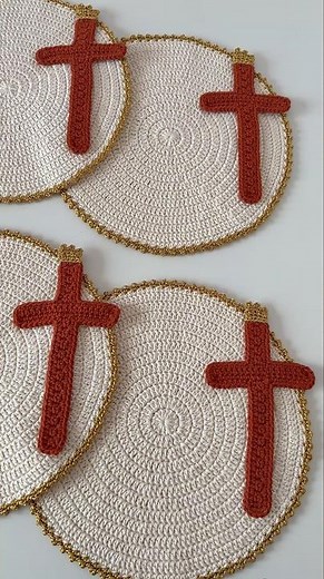 Click on the text above ⬆️ Easter Cross Crochet Placemat #crochet