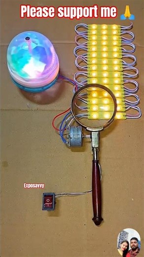 Mini Gearbox Coreless Motor Powering DJ Disco Light + 15 LEDs ⚡ Amazing DIY Generator #shorts #motor